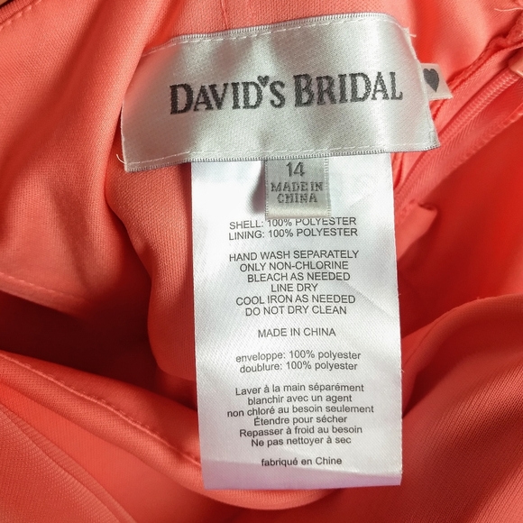 David's Bridal Peachy Pink One Shoulder Dress - Picture 4 of 5